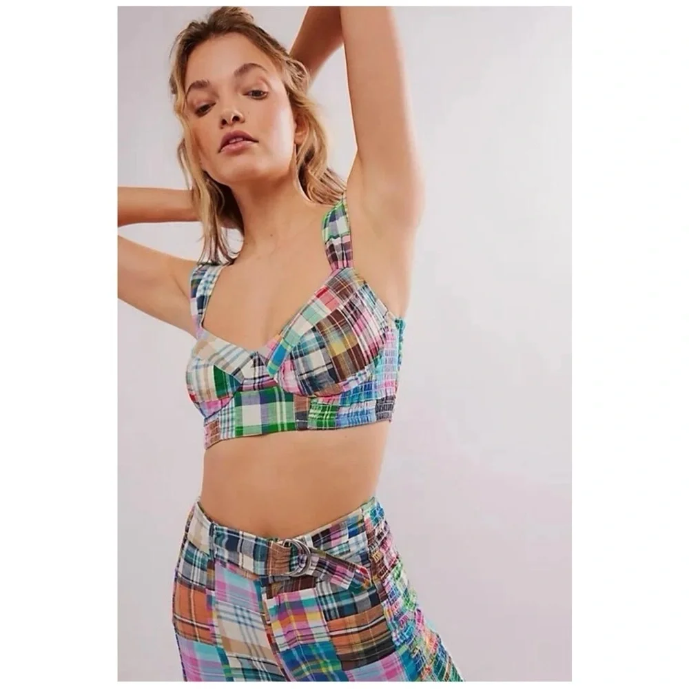 Free People | Keep Me Smocked Crop Patchwork Pants | 6